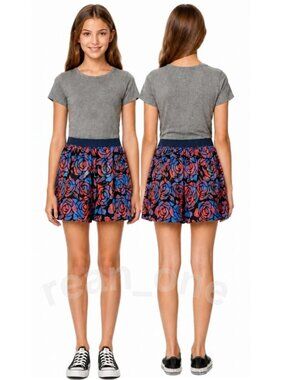 Aeropostale Multicolor Floral Velvet Woven A Line Mini Skirt Girl Kid Size XS